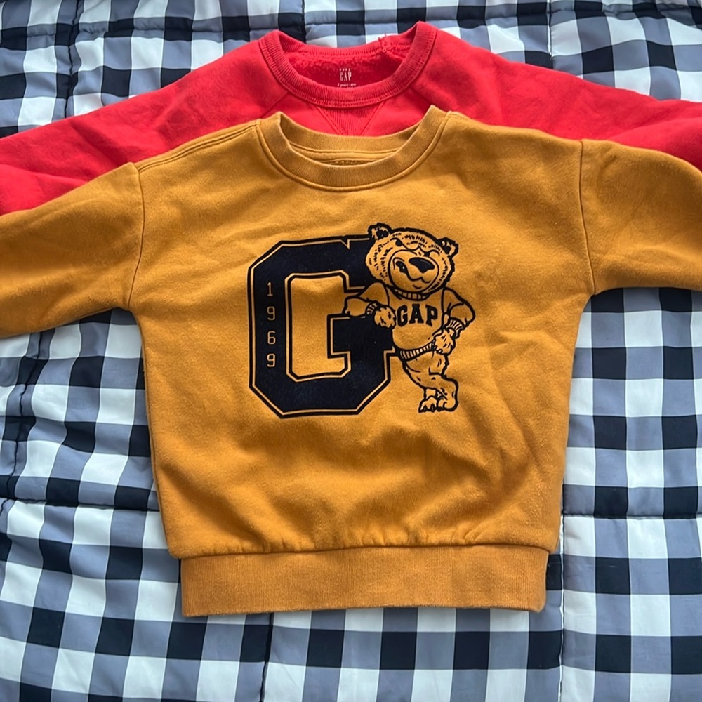 2T yellow and red sweaters
